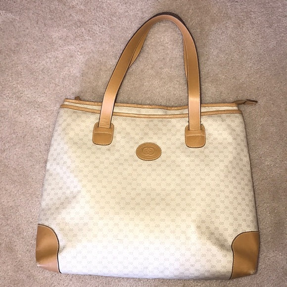 EUC Rare Vin Auth Gucci zipper texture canvas tote - Picture 1 of 8
